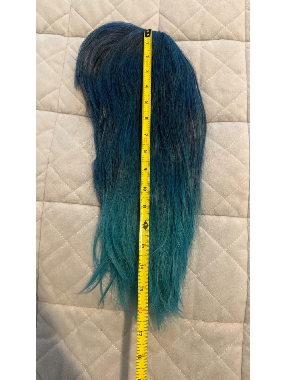 Blue to Turquoise Ombre Long Synthetic Wig with Bangs